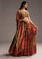 Rust Orange Tissue Lehenga Choli With Floral Print