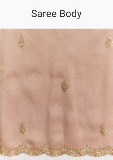 Rust Orange Tissue Saree With Zardosi Beads And Sequins Embroidery