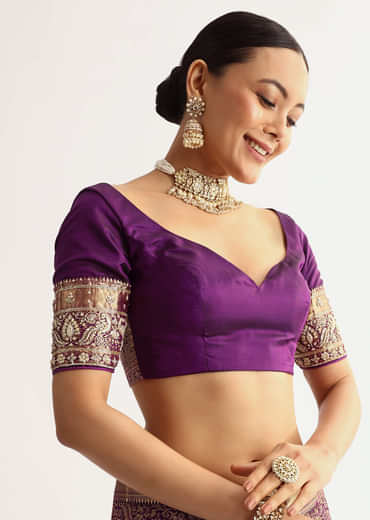 Rust Pink Tissue Saree With Zardosi Sequin Embroidery