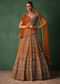 Rust Embroidered Bridal Lehenga With Deep Neckline Blouse And Dupatta