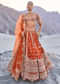Rust Lehenga With Moti Embroidered Two Dupattas