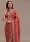 Rust Orange Crushed Tissue Saree With Cutdana Beads And Sequins Embroidery