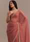 Rust Orange Crushed Tissue Saree With Stone And Cutdana Embellished Border