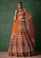 Rust Red Hand Work Bridal Lehenga With Deep Neckline Blouse And Dupatta