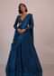 Blue Embroidered Bridesmaid Drape Saree And Blouse Set In Crushed Shimmer