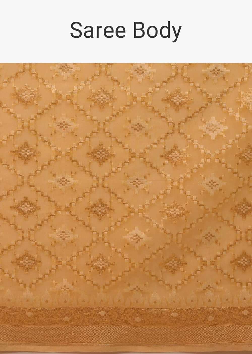 Amber Yellow Saree In Pure Cotton Handloom And Weaving In Banarasi Chanderi