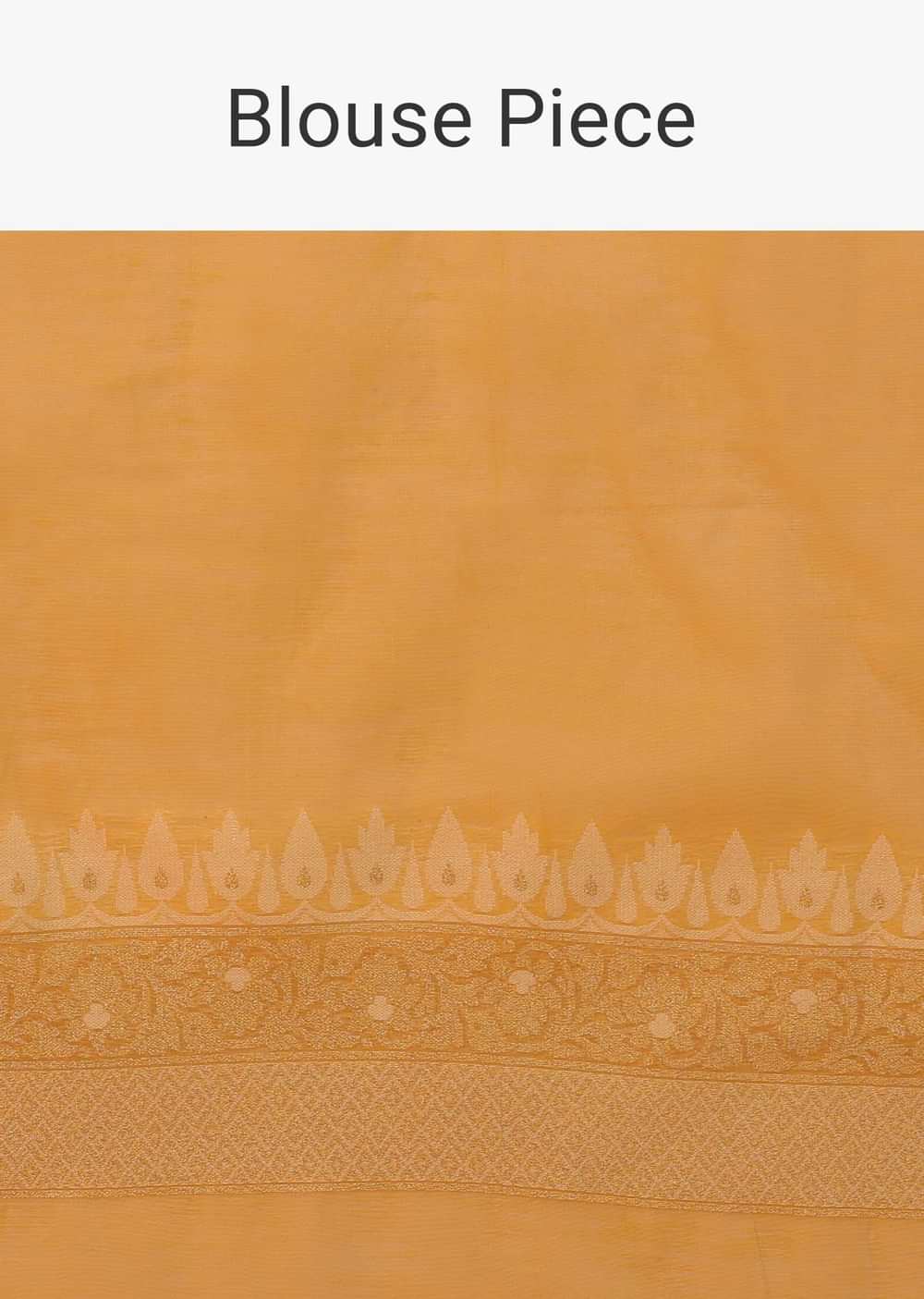 Amber Yellow Saree In Pure Cotton Handloom And Weaving In Banarasi Chanderi
