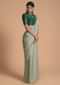 Sage Green Saree In Chiffon Embellished With Scattered Badla Work Online - Kalki Fashion