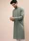 Sage Green Kurta Set In Georgette With Resham And Sequins Embroidered Striped Design