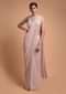 Salmon Pink Ready Pleated Saree In Soft Net With Mirror Embroidered Border Online - Kalki Fashion