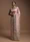 Salmon Pink Banarasi Saree In Cotton Silk With Weaved Buttis And Mesh Pattern On The Border Online - Kalki Fashion