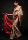 Sand Beige Saree In Silk With Ikkat Weaved Patola Pattern And Embroidery Work Online - Kalki Fashion