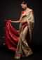 Sand Beige Saree In Silk With Ikkat Weaved Patola Pattern And Embroidery Work Online - Kalki Fashion