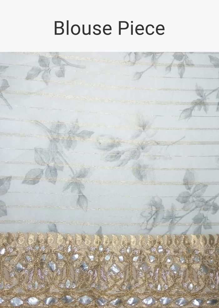 Sand Beige Banarasi Saree In Georgette With Weaved Floral Jaal All Over
