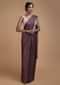 Sangria Purple Saree In Satin Blend With Printed Floral Buttis All Over Online - Kalki Fashion