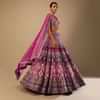 Sangria Lehenga Choli In Velvet With Colorful Resham And Sequin Flowers And Golden Cut Dana Adorned Moroccan Motifs