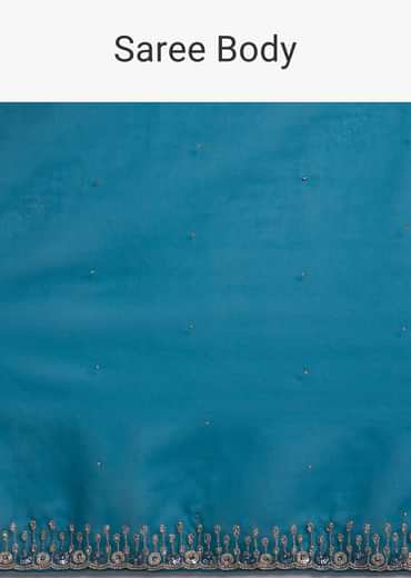 Sapphire Blue Organza Saree With Sequins And Cutdana Embellished Border