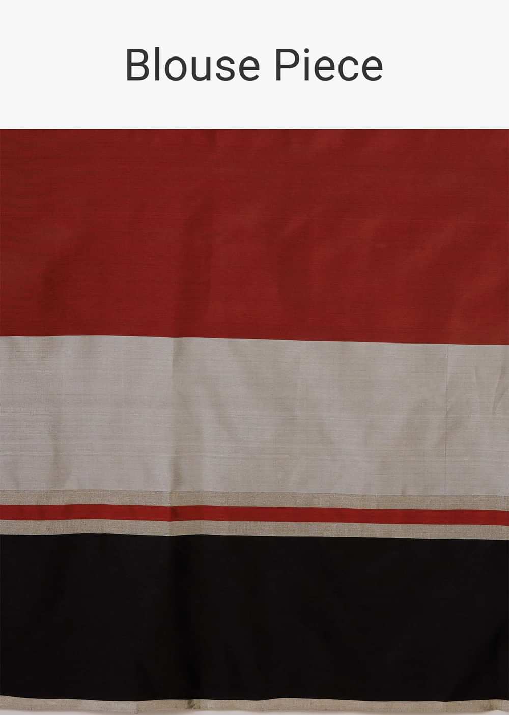 Satin Stripe Print Saree In Black Silver And Maroon Red