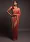 Scarlet Red Banarasi Saree In Georgette With Weaved Buttis And Stone Work