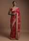 Scarlet Red Banarasi Saree In Georgette With Weaved Paisley Jaal And Thread Embroidered Border Online - Kalki Fashion
