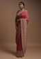 Scarlet Red Banarsi Saree In Georgette With Weaved Floral Mesh And Floral Jaal On The Pallu Online - Kalki Fashion