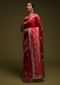 Scarlet Red Saree In Art-Loom Silk With Woven Patola Border And Abla Work Online - Kalki Fashion