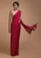 Scarlet Red Saree In Chiffon With Badla Work All Over Online - Kalki Fashion