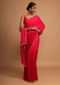 Scarlet Red Saree In Chinon Chiffon With Cut Dana Highlighted Border Online - Kalki Fashion