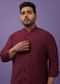 Berry Red Kurta In Art Silk With Sequins Work