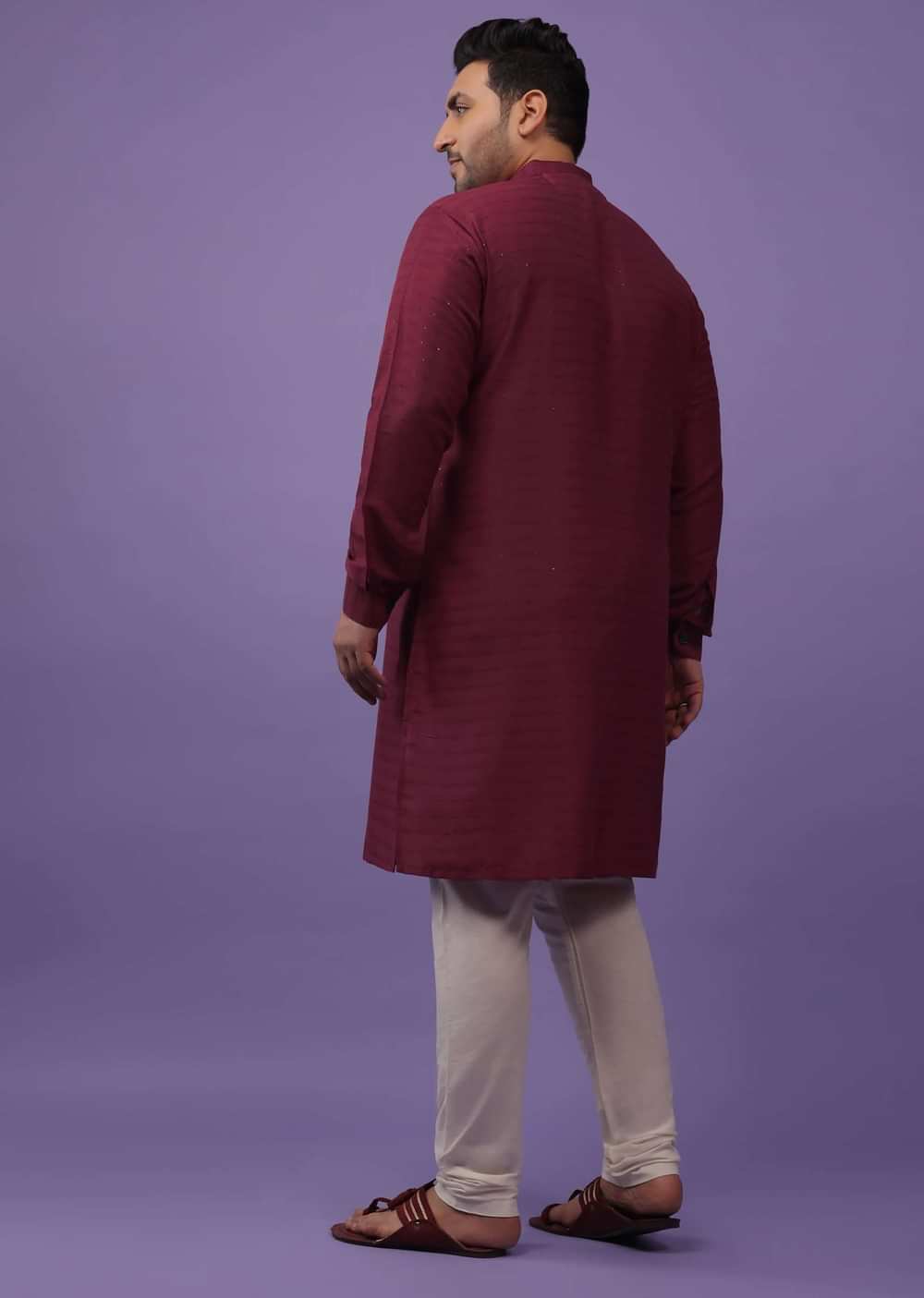 Berry Red Art Silk Kurta With Sequins Work