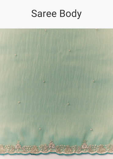 Sea Green Embroidered Tissue Saree with Unstitched Blouse