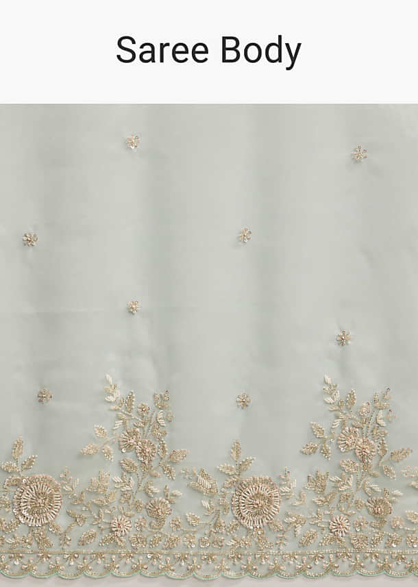 Sea Green Tissue Saree with Cutdana Embroidery