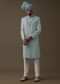 Sea Green Sherwani Set In Silk With Lucknowi Embroidery