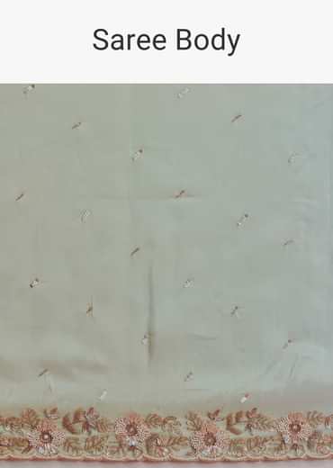 Sea Green And Light Pink Shaded Saree In Crepe Silk With Cutdana Embellishment