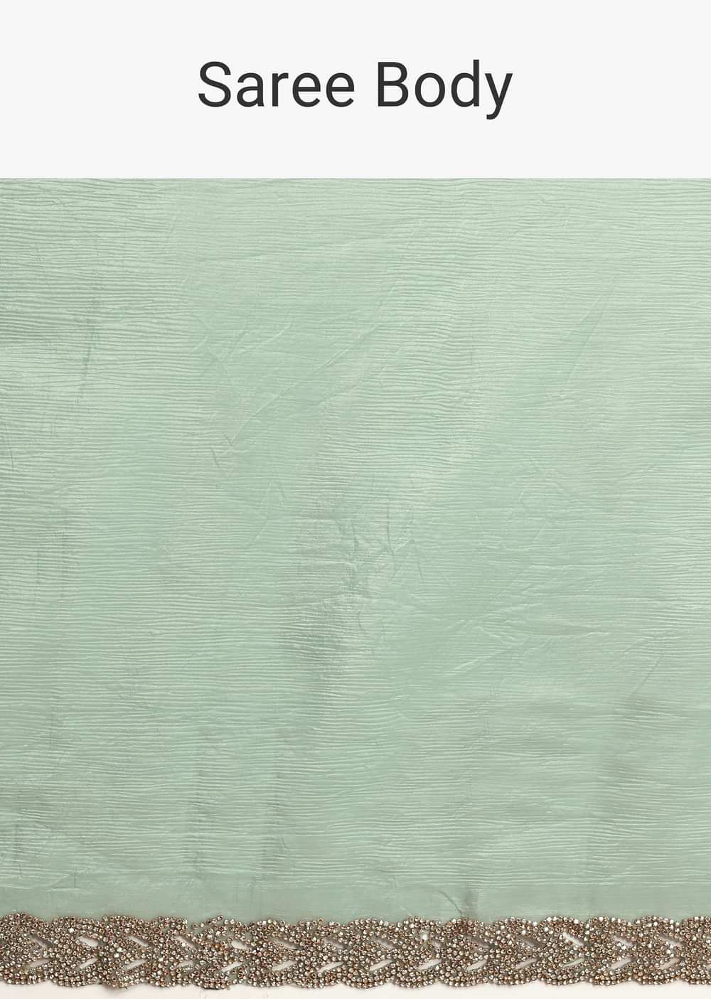 Sea Green Crushed Tissue Saree With Stone Embellished Border