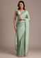 Sea Green Crushed Tissue Saree With Stone Embellished Border