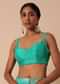 Sea Green Dola Silk Patola Printed Saree With Foil Detail Pallu And Unstitched Blouse Piece