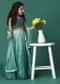 Sea Green Ombre Embroidered Lehenga And Blouse Set In Organza