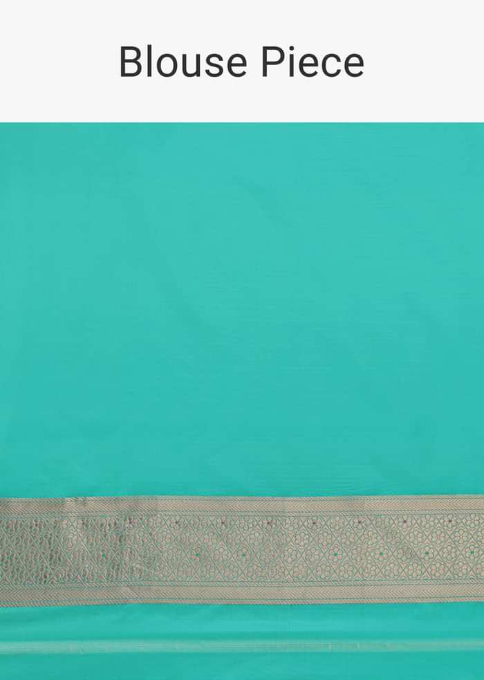 Sea Green Silk Saree With Meenakari Work In Uppada Silk
