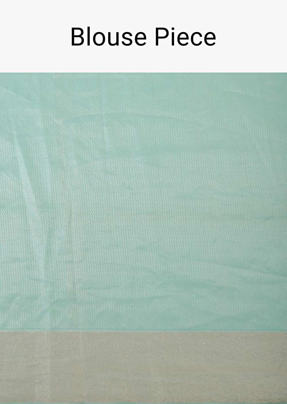 Sea Green South Silk Saree With Geometric Zari Weave And Unstitched Blouse Fabric