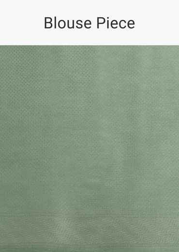 Sea Green Tissue Silk Floral Motif Saree With Contrast Pallu And Border