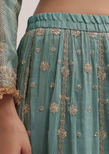 Sea Green Tissue Silk Palazzo Set