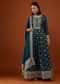 Teal Blue Georgette Anarkali Suit With Embroidery