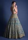 Seaside Blue Lehenga Choli With Heavy Hand Embellished Moroccan And Floral Pattern