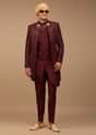 Maroon Sherwani With Thread And Sequins Work