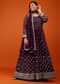 Grape Wine Anarkali Suit In Georgette With Embroidery In Zari And Stone Embellishment