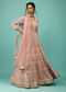 Rose Pink Anarkali Suit Fully Embroidered In Chikankari With Sequins And Thread