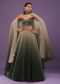 Deep Green Ombre And Gold Embroidered Lehenga Set With Sequins Embroidery
