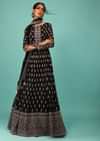 Black Anarkali Suit In Georgette With Embroidery In Thread & Sequins