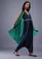 Navy Blue Silk Embroidered Dhoti Jumpsuit With Emerald Green Organza Shrug